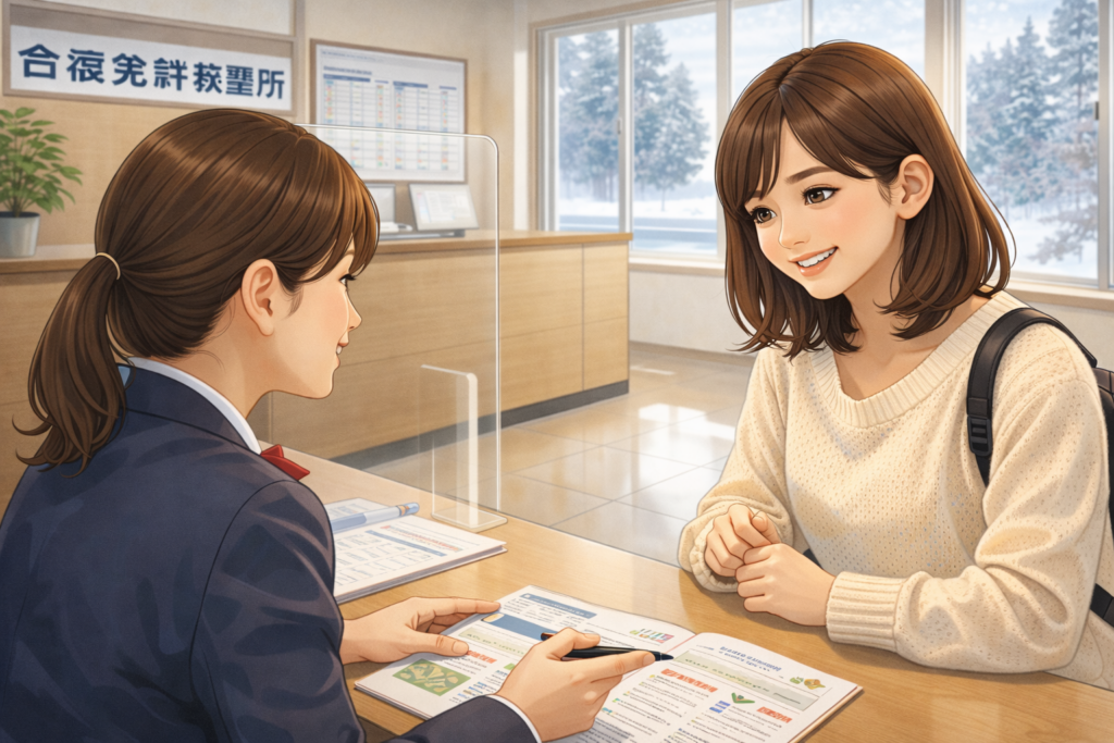 新潟の合宿免許に申し込んで安心している学生のイメージ