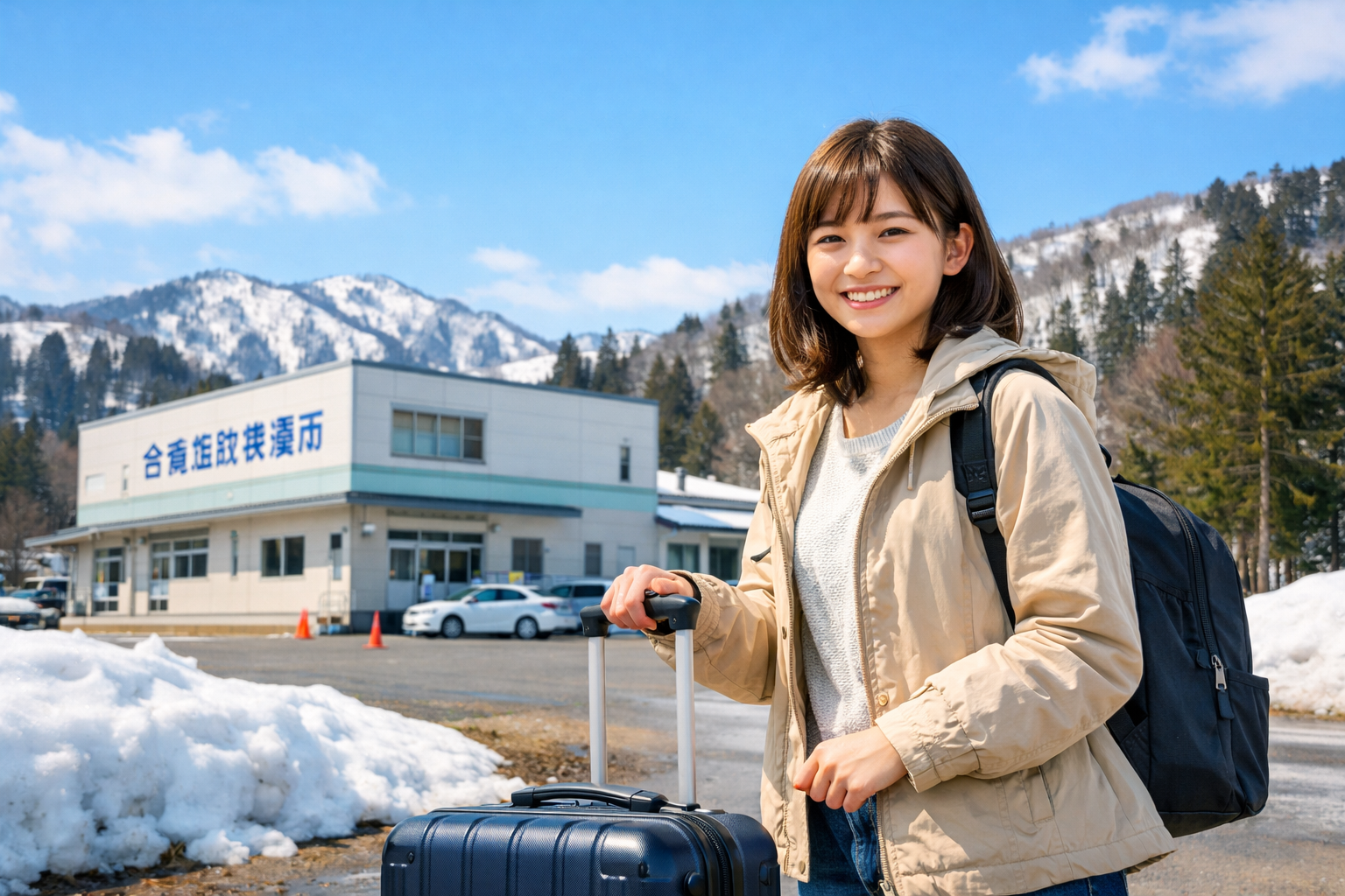 新潟県の合宿免許施設に春休みに到着する学生