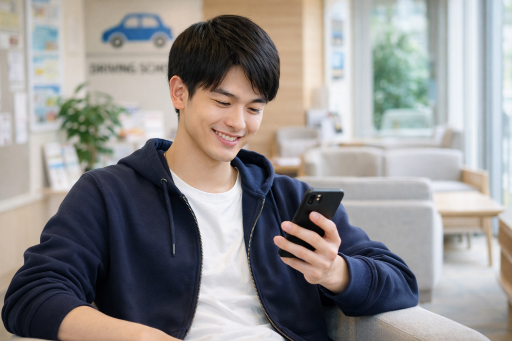 保証内容を確認して安心する合宿免許参加者